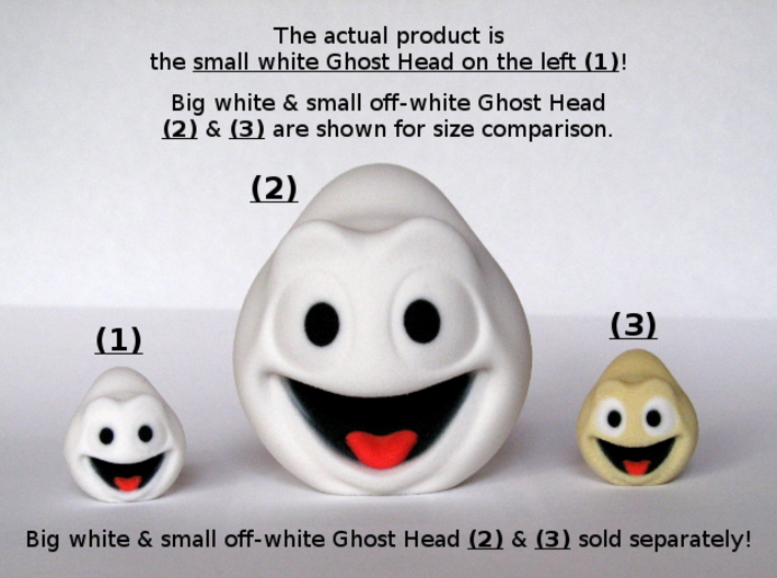 Halloween Ghost Head Smiling White Small 3d printed