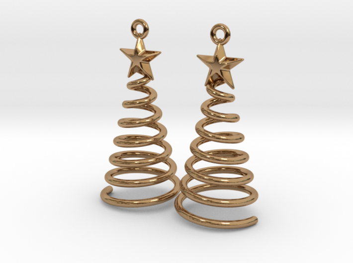 Spiral Christmas Tree w Star Earrings 3d printed