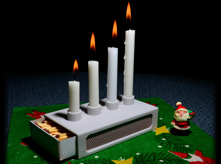Advent candle- and match holder. 3d printed Candelholder in sandstone material
