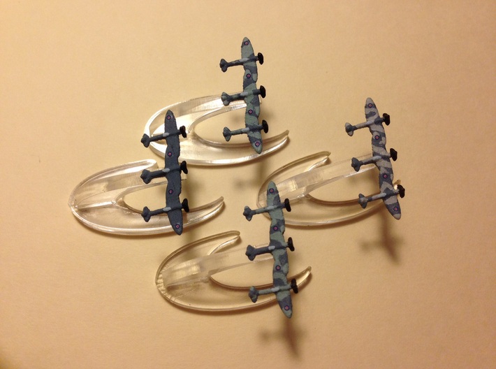 Spitfire Mk. I/V (Triplet) 1/900 x4 3d printed Models beautifully painted by danmcfeely