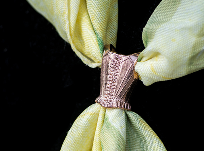 Rococo Corset Stays 3d printed Rococo Stays printed in 14k Rose Gold Plated, used as a scarf clasp