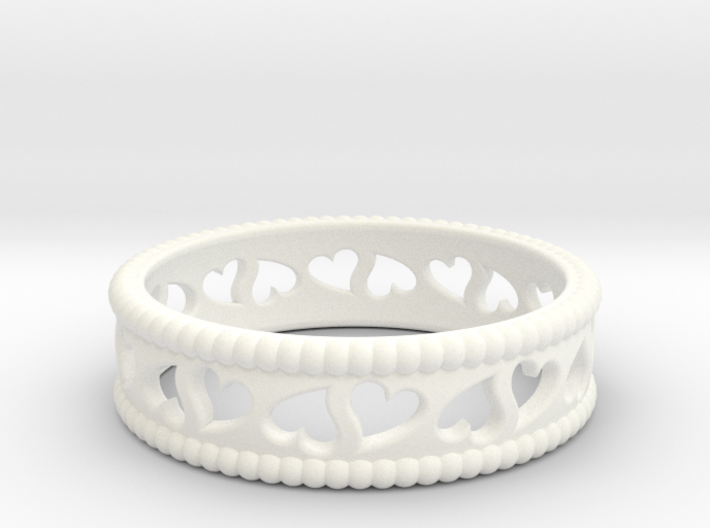 Size 7 Hearts Ring A 3d printed