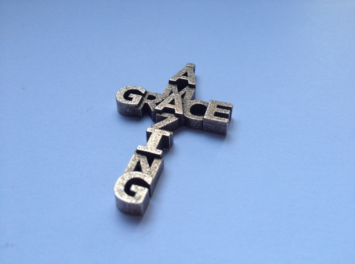 Amazing Grace Cross Pendant 3d printed This is a real product shot, but the loop has been changed. Refer to render images for the final look.