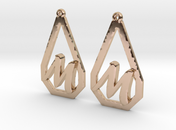 Teardrop Monogram Earrings Small (customizable) 3d printed