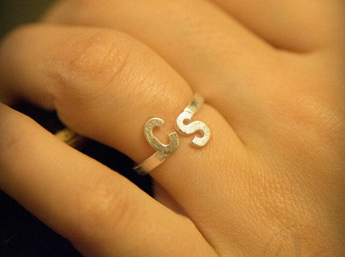 Initial Ring Band Adjustable Size 3d printed 