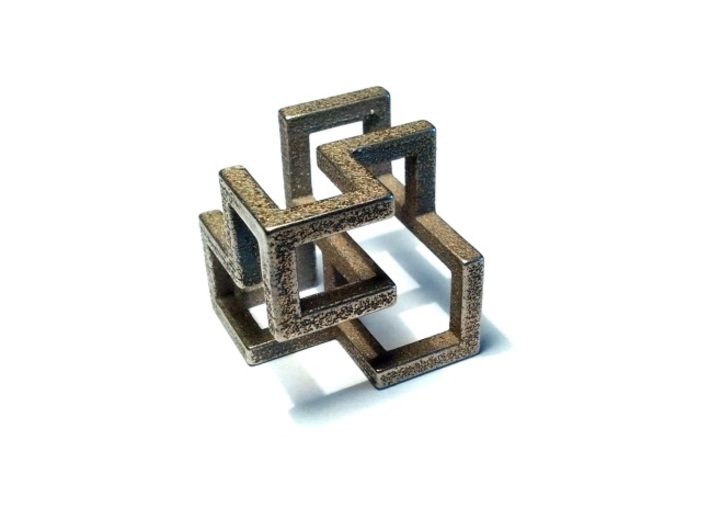 Cube Frame Pendant 3d printed Stainless Steel