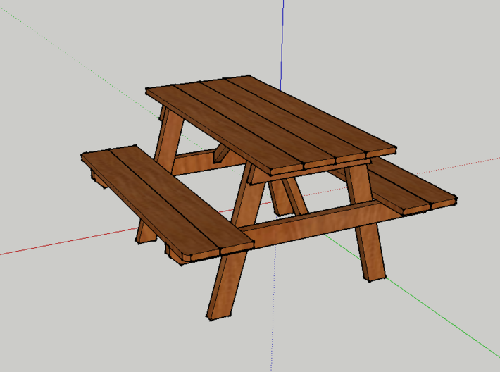 8 HO Picnic Table 3d printed what it looks like rended