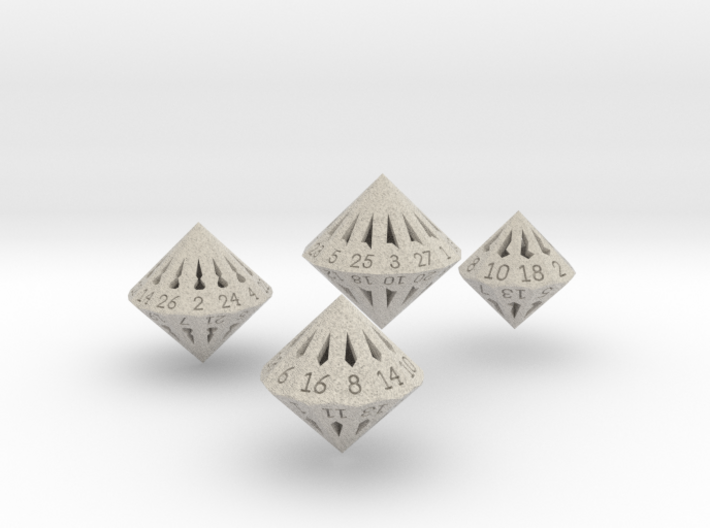 Large Dipyramidal Dice Set 3d printed