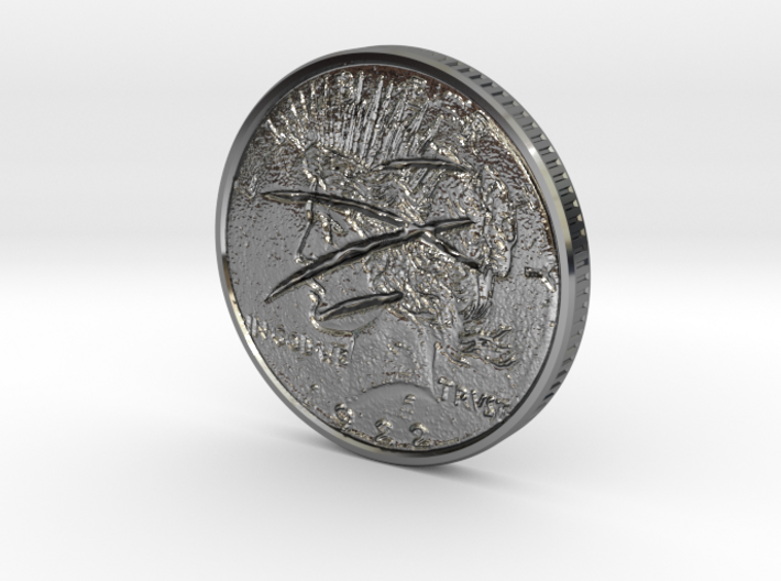 Two Faced Silver Dollar with scars on one side 3d printed