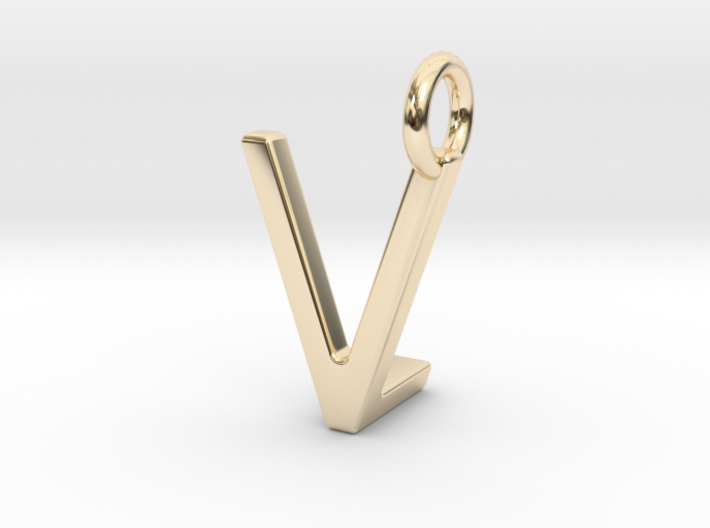Two way letter pendant - LV VL 3d printed