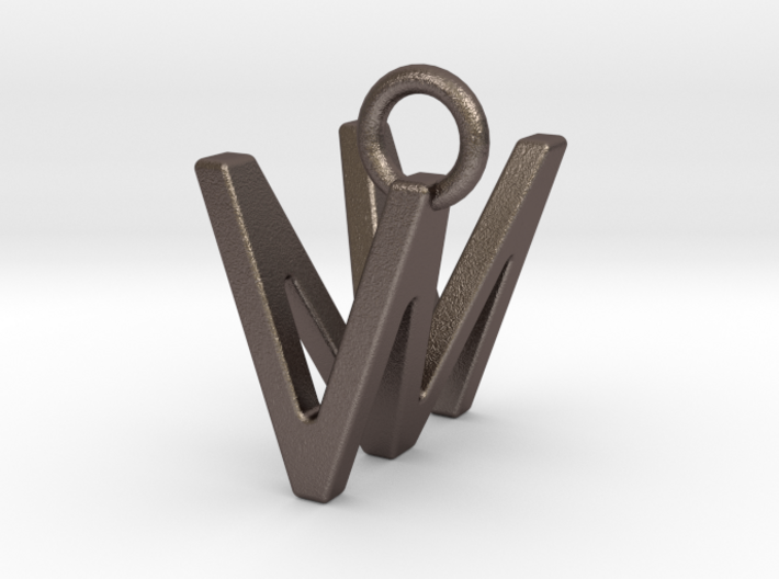 Two way letter pendant - MV VM 3d printed