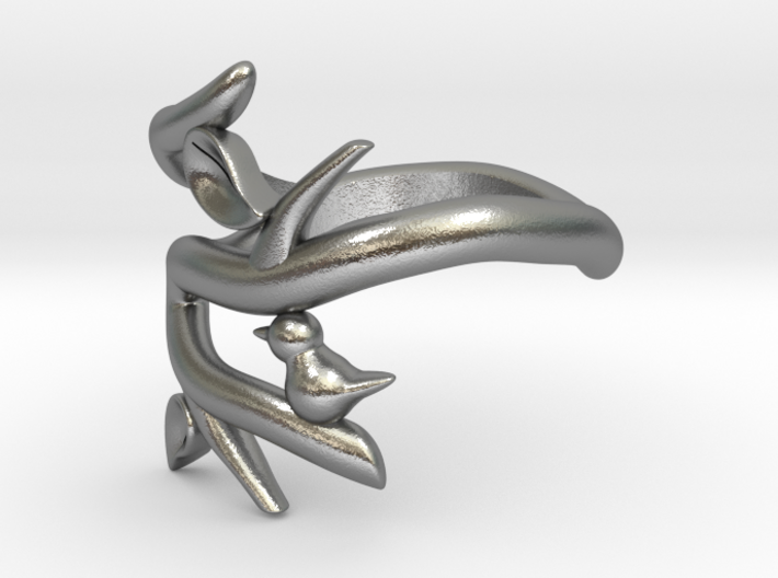 Bird on a Branch Ring 3d printed