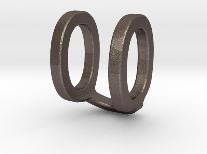 Two way letter pendant - QU UQ 3d printed
