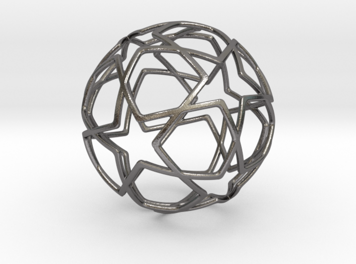 iFTBL Ornament / Star Ball - 40 mm 3d printed Polished Nickel Steel / For other materials and prices... please click on material icons.