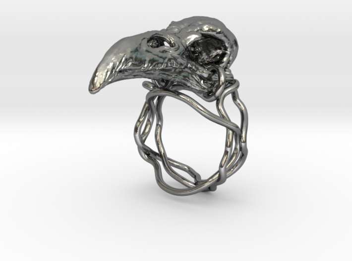 Raven skull ring 3d printed