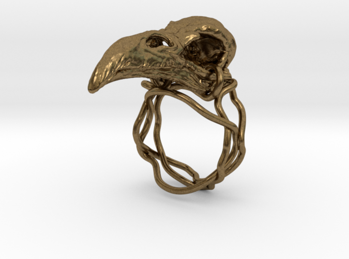 Raven skull ring 3d printed