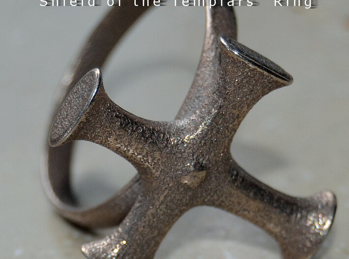 Shield of the Templars Ring 3d printed Material: Stainless Steel