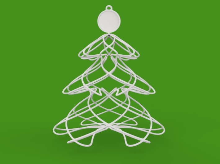 Twisted tree Christmas ornament 3d printed front view render