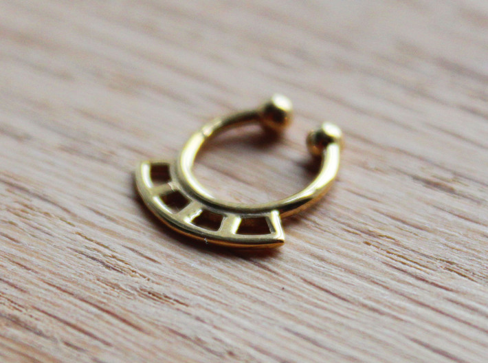Septum Ring Test 3d printed Septum ring in Polished Brass