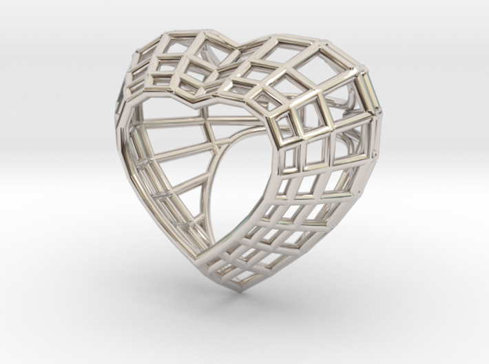 The Heart Diamond Ring/size 9US (19 mm diameter) 3d printed
