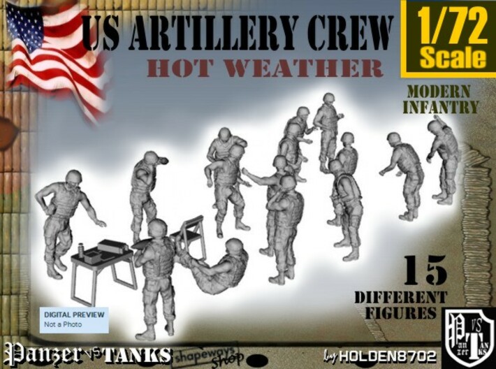 1-72 US Artillery Crew Hot Weather 3d printed