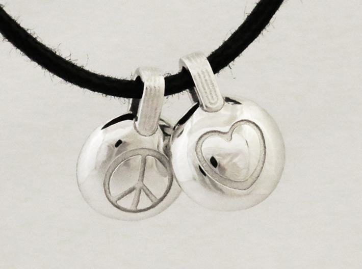 Peace & Love 3d printed Rhodium Plated