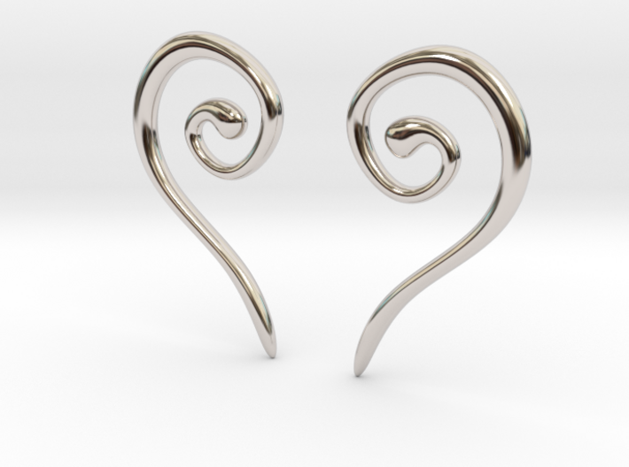 Medieval Half Heart pair of earrings 3d printed Medieval Half Heart earrings rhodium
