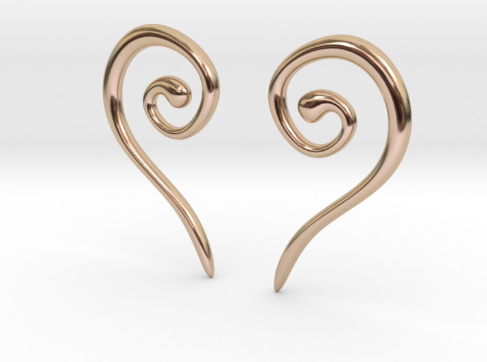 Medieval Half Heart pair of earrings 3d printed Medieval Half Heart earrings gold