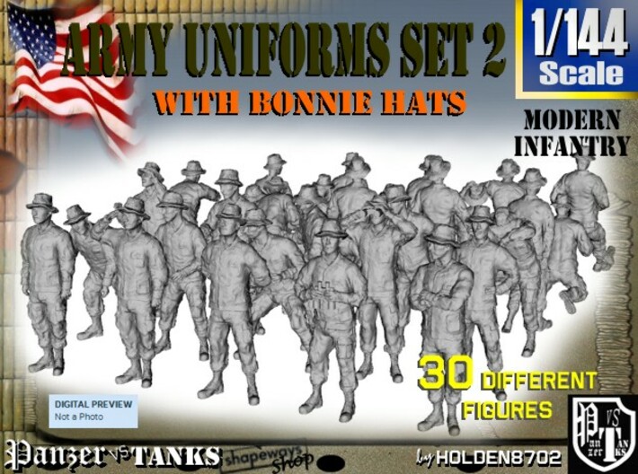 1-144 Army Modern Uniforms Set2 3d printed