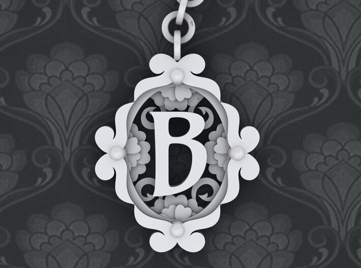 B Keychain Art Nouveau  3d printed 