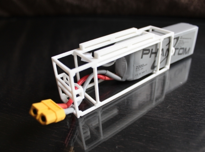 DJI Phantom - 3s Lipo Battery Cage - d3wey 3d printed 3s Lipo slides in...