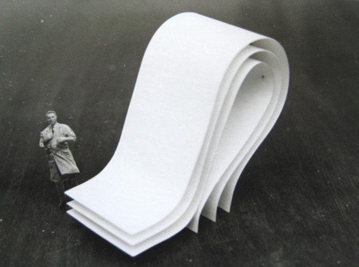 curves C (large) 3d printed The sculpture is based on this cardboard and paper model I built in the late 1970's.