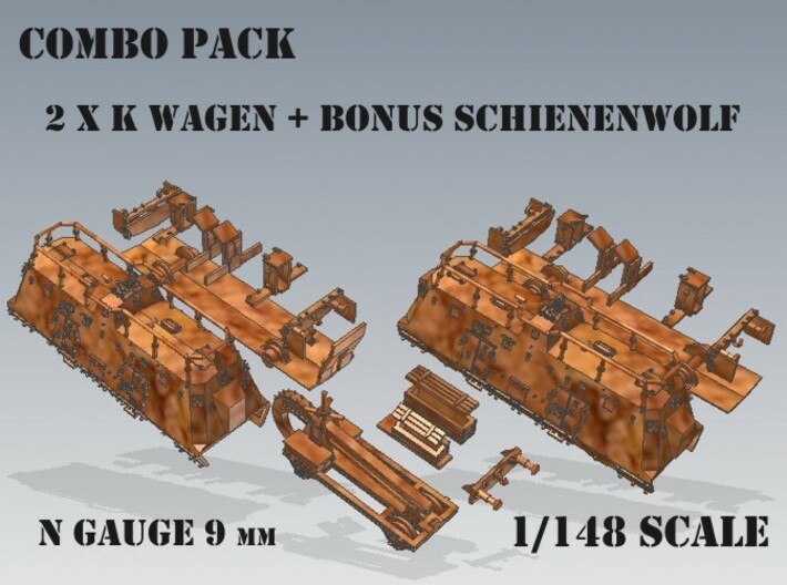 1-148 2x K-Wagen BP-42 + SchienenWolf 3d printed