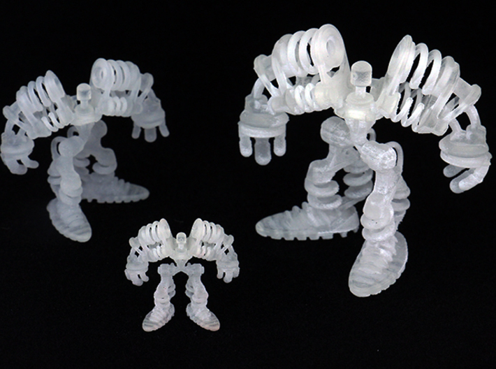 Springbot V2-7 /Series#1  (30% 2cm/.81") Smallest 3d printed several UV versions. this version is the smallest pictured