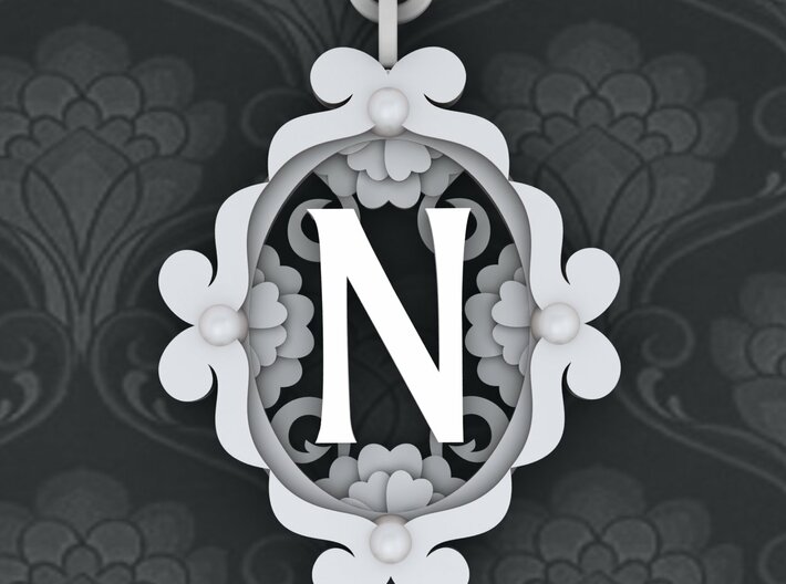 N Keychain Art Nouveau 3d printed 