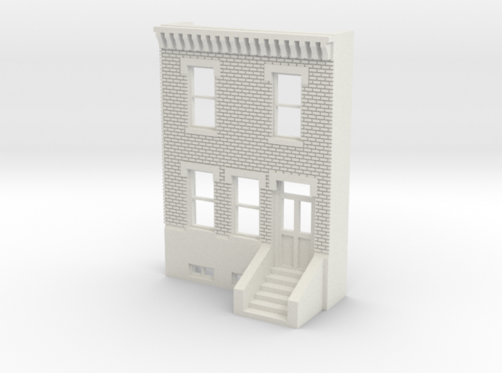 HO SCALE ROW HOUSE FRONT BRICK 2S 3d printed