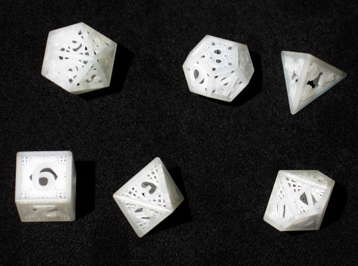 Woven Dice - Small 3d printed Woven Dice in Frosted Ultra Detail