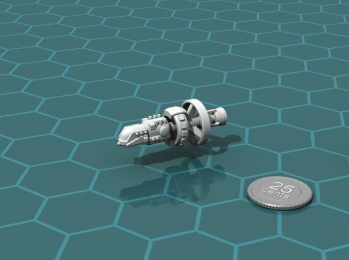 ISN Light Cruiser 3d printed Render of the model, with a virtual quarter for scale.