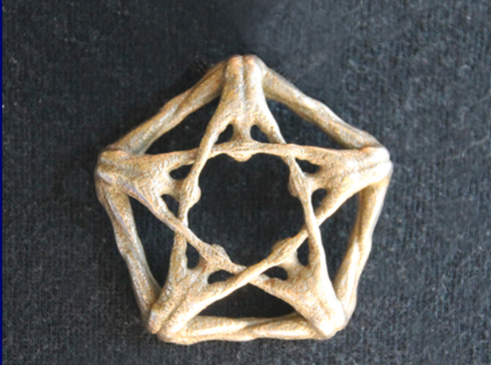 Pentaman ingot - Naked Geometry 3d printed Pentaman pendant front