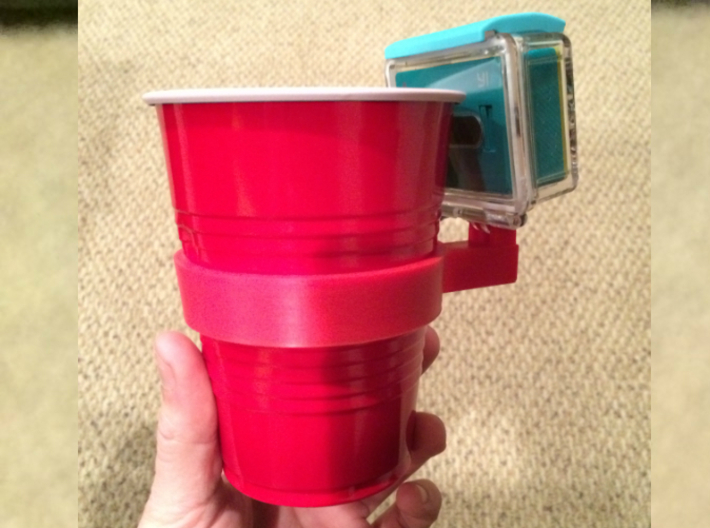 Solo Cup GoPro-style Mount 3d printed Using a Xiaomi Yi Camera