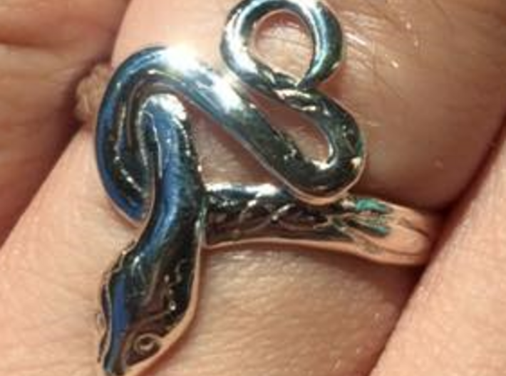 Covetous Silver Serpent Ring 3d printed