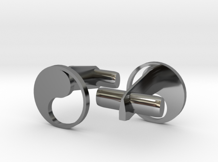 Yin Yang Hollow Cufflinks 3d printed