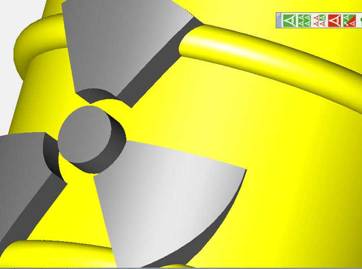 Power Grid Yellow Uranium Barrels, Set of 12 3d printed A close in render of the radioactive sign on the barrel.