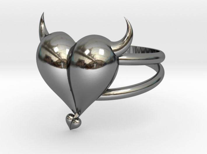 Size 8 Evil Heart Ring 3d printed