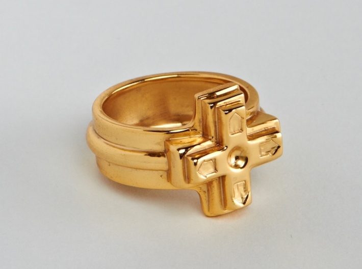Ring of the gamer 3d printed This material is Gold Plated Brass