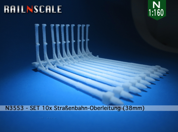 SET 10x Straßenbahn-Oberleitung 38mm (N 1:160) 3d printed 