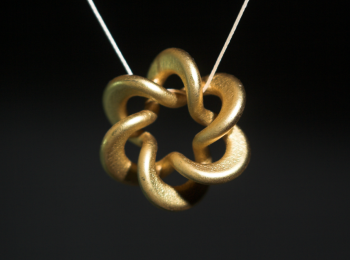 Flared Circular Double Helix Pendant 3d printed Gold Platted Matte