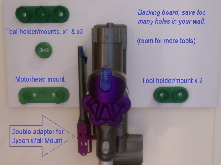 For Dyson V6 2xTool Holder/Mount 3d printed A variety of holders, see my shop