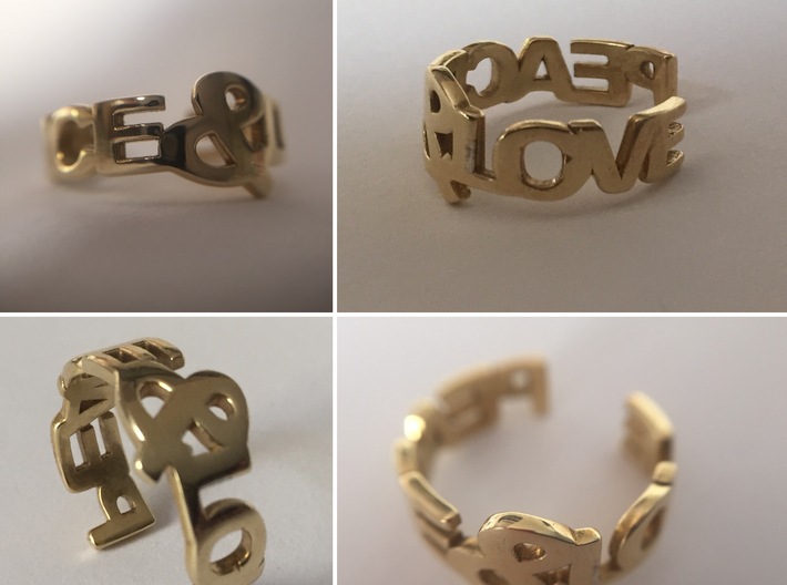 Peace&amp;Love ring Size7 3d printed
