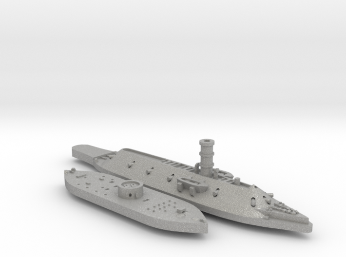 1:1200 Ironclad USS Monitor &amp; CSS Virginia 3d printed